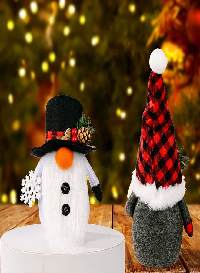DULRLLY Snowman Christmas Gnomes Decorations, Handmade Swedish Tomte Reindeer Plush Doll with Black Top Hat and Snowflake, Nordic Nisse Gnome Holiday Decor Gift1 - Image 4
