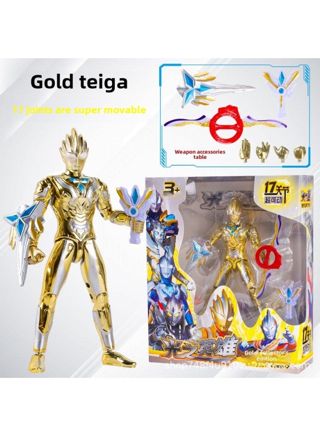 Ultraman Hand-made Spot Gold Cero Beria Geed Tiga Doll Model Stand Kidsren's Toys-Color:Gold Tiga - Image 1