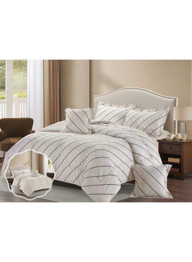 بلو سكاي مفرش سرير نفر ونص من المايكروفايبر بنسبة 100% ، غطاء سرير ، قابل للاستخدام على الوجهين، طقم مفارش بحشوة مريحة ، طقم نوم يتكون من 4 قطع ( مفرش بحشوة + واقي مرتبة + كيس مخدة + كيس وسادة مربعة ) مقاس المفرش 170X230 سم ومقاس المغاط 140x200 سم ( اللون نفس الصورة) - Image 2