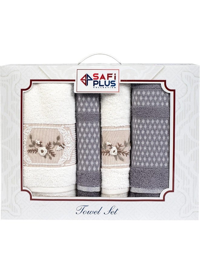 Safi Plus Turkish Towels 100% Genuine Luxury Cotton Bamboo 2 Large Bath Towels And 2 Hand Towels, Super Soft And Extra Absorbent - Image 1