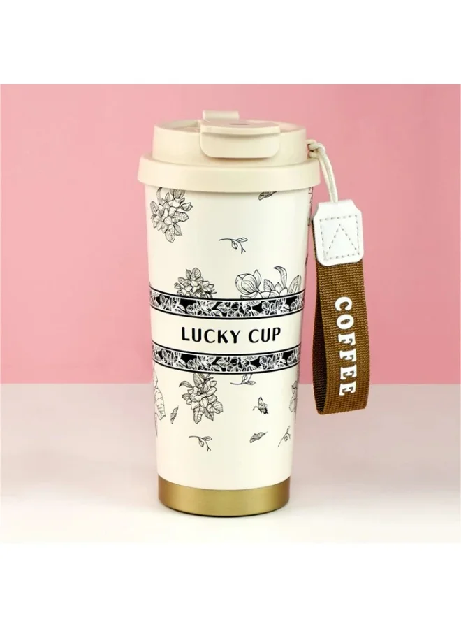 LITTLE SURPRISE BOX Black Floral Stainless Steel premium Insulated Detox Infuser Bottle with Tea and Fruit Infuser attachment, 520ml