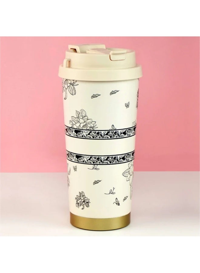 LITTLE SURPRISE BOX Black Floral Stainless Steel premium Insulated Detox Infuser Bottle with Tea and Fruit Infuser attachment, 520ml - Image 4