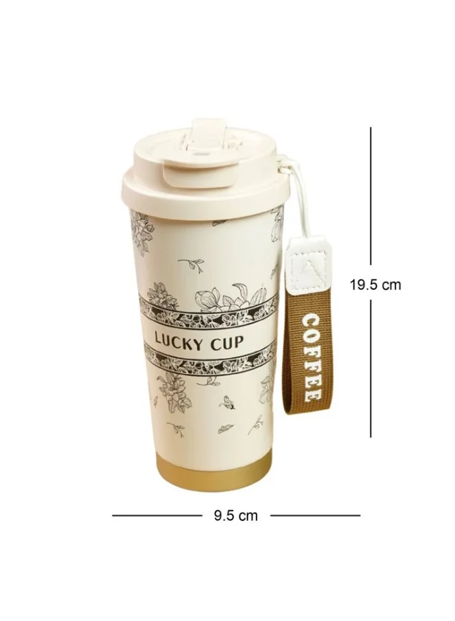 LITTLE SURPRISE BOX Black Floral Stainless Steel premium Insulated Detox Infuser Bottle with Tea and Fruit Infuser attachment, 520ml