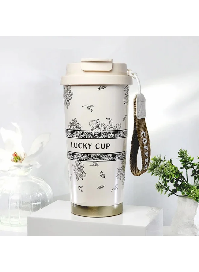 LITTLE SURPRISE BOX Black Floral Stainless Steel premium Insulated Detox Infuser Bottle with Tea and Fruit Infuser attachment, 520ml