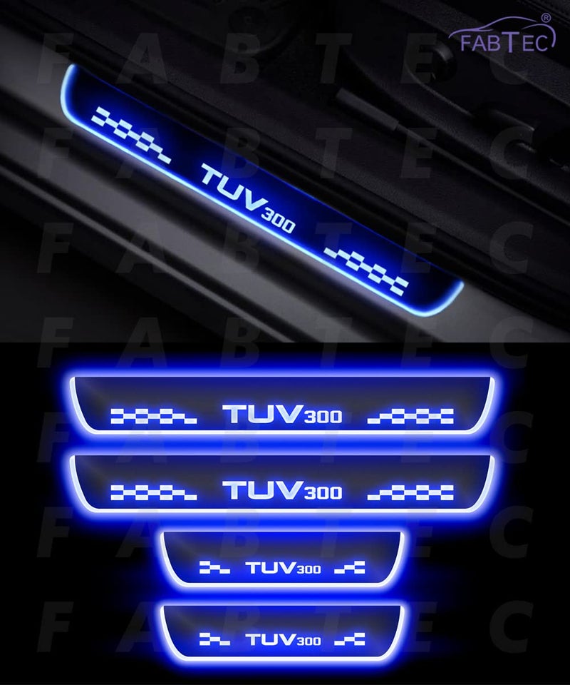 FABTEC لوحة سيل باب السيارة مع لمسة مرآة LED متوافقة مع ماهيندرا TUV 300 (مجموعة من 4 قطع، زرقاء)(ضمان 6 أشهر) - Image 4