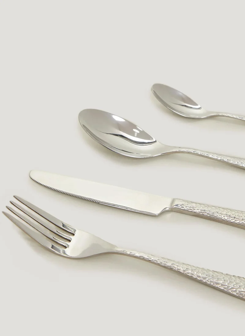 Matalan 16 Piece Hammered Cutlery Set Silver