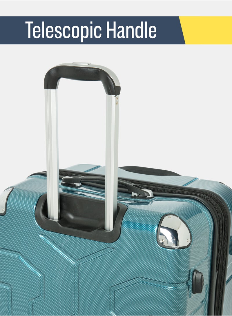 السياحية البريطانية حقيبة سفر صلبة من مادة ABS (متوسطة، 24 إنش) بطبقة قابلة للتوسيع – حقيبة خفيفة الوزن بعجلات دوارة، حقيبة ترولي للسفر (أزرق فاتح) - Image 2