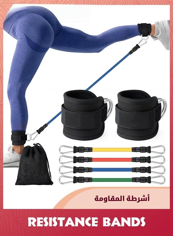 EETU Ankle Resistance Bands With Cuffs,4 Resistance Bands,Ankle Straps For Cable Machines Women,Glutes Work Out Equipment,Ankle Weights For Kickbacks Leg Glutes Hip Workout,Exercise Equipment - Image 1