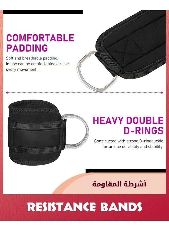 EETU Ankle Resistance Bands With Cuffs,4 Resistance Bands,Ankle Straps For Cable Machines Women,Glutes Work Out Equipment,Ankle Weights For Kickbacks Leg Glutes Hip Workout,Exercise Equipment - Image 3