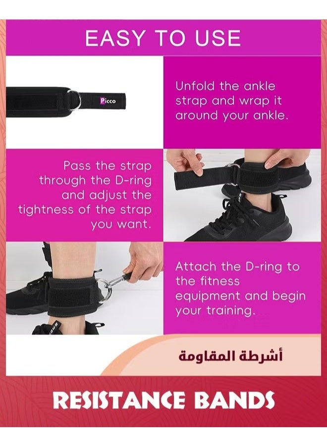 EETU Ankle Resistance Bands With Cuffs,4 Resistance Bands,Ankle Straps For Cable Machines Women,Glutes Work Out Equipment,Ankle Weights For Kickbacks Leg Glutes Hip Workout,Exercise Equipment - Image 4