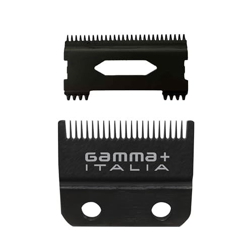 GAMMA+ Replacement Fixed Black Diamond Carbon DLC Fade Hair Clipper Blade with Shallow Tooth 2.0 Cutter Set - Image 1