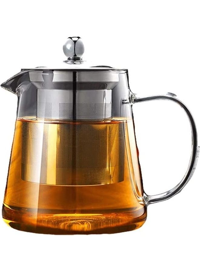 NIBEMINENT Heat-Resistant Glass Teapot Clear/Silver 12x10.5cm - Image 1
