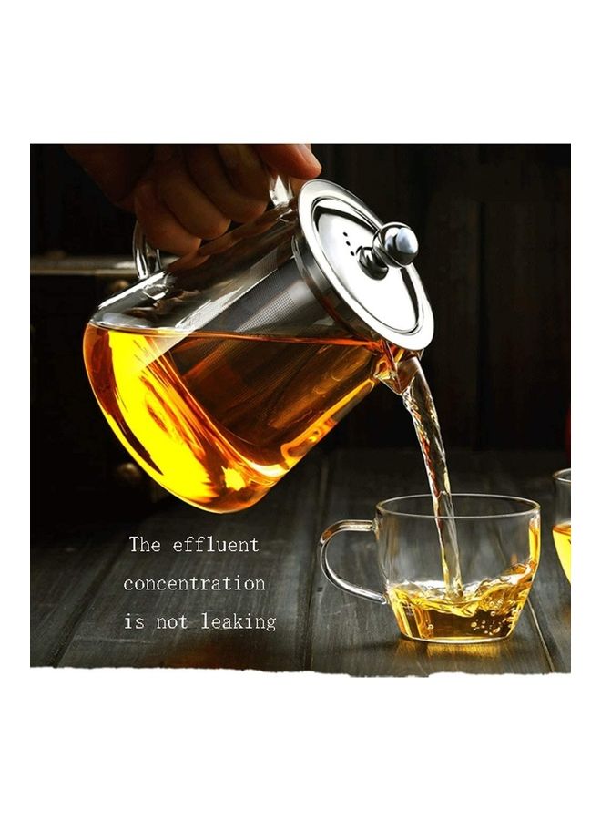 NIBEMINENT Heat-Resistant Glass Teapot Clear/Silver 12x10.5cm - Image 5