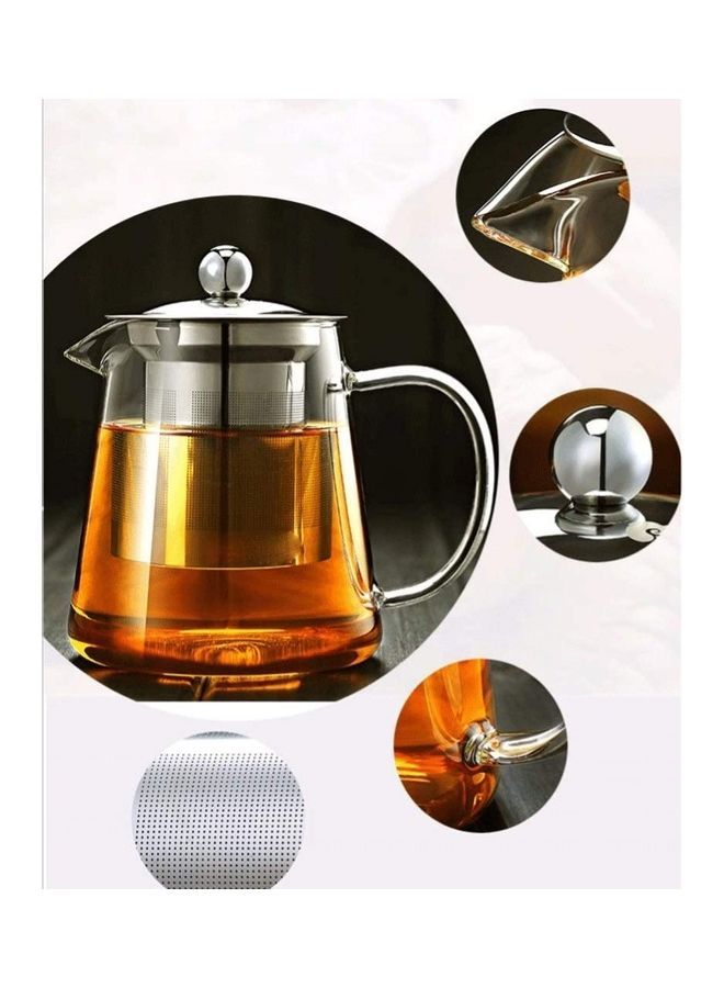 NIBEMINENT Heat-Resistant Glass Teapot Clear/Silver 12x10.5cm - Image 4