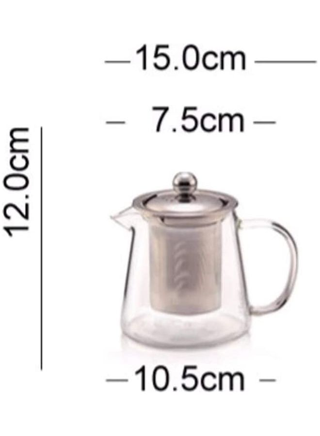 NIBEMINENT Heat-Resistant Glass Teapot Clear/Silver 12x10.5cm - Image 2