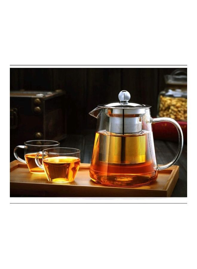 NIBEMINENT Heat-Resistant Glass Teapot Clear/Silver 12x10.5cm - Image 3