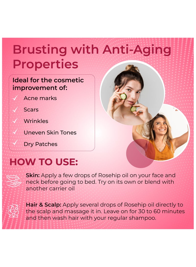 Jadole Naturals Organic Rosehip Seed Oil – 30ml, Good for Skin & Hair Growth - Image 3