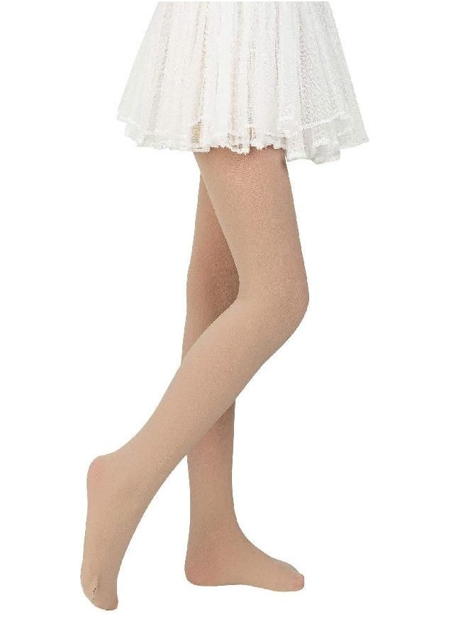 Zando Zando Girls Ultra Soft Tights Pro Ballet Tights Stretchy Dance Tights For Girls Casual Durable Solid Cosplay Footed Leggings Stockings for Big Girls/Children/Kids 1 Pack Nude Medium  - Image 1