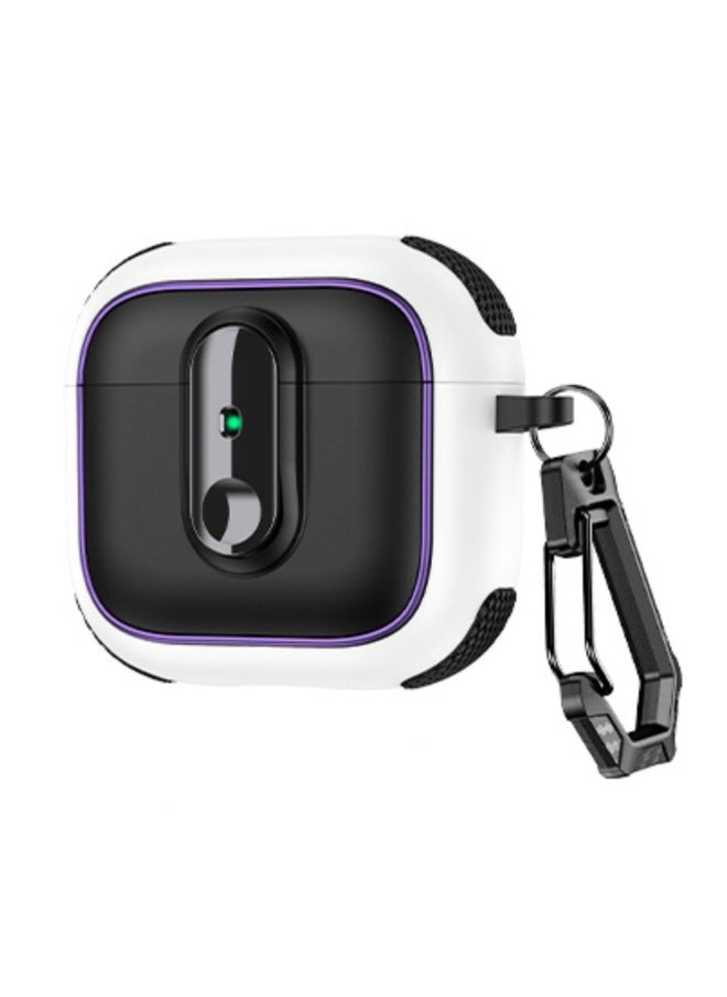 Generic - Suitable For Apple Airpods 4 Bluetooth Headphone Case Plating With Lock Switch Pro2 Anti-drop Protective Shell 3 Generations-Color:Black And White-Applicable Models:Airpods Pro - Image 1