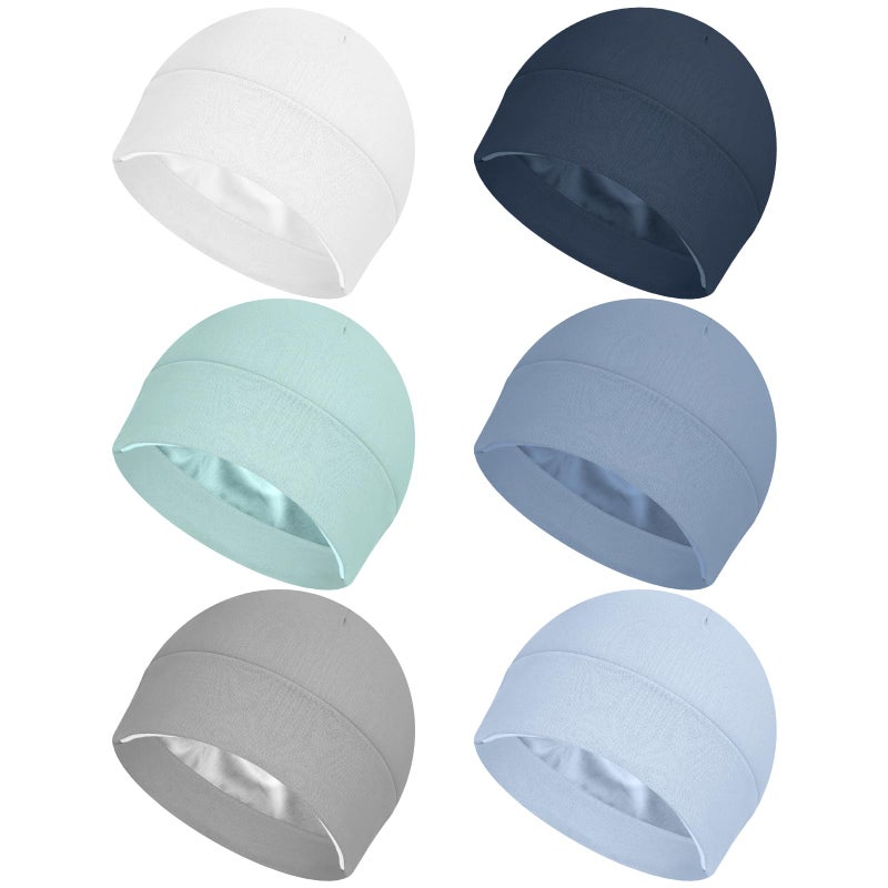 Cotwinter 6 Pcs Satin Lined Baby Newborn Hats Silk Satin Lined Beanie Toddler Hat for Hospital Infant Girls Boys 0-6 Months, Fresh Color, One Size - Image 1