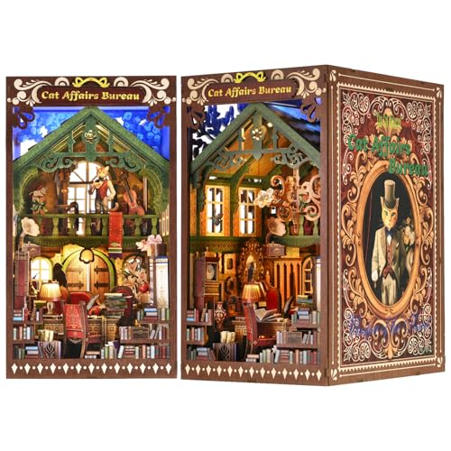 ETKVR Book Nook Kit Book Nook Kits for Adults DIY Booknook Model Build DIY 3D Wooden Puzzle Bookend Booknook Bookshelf Insert Miniature Dollhouse Kit for Home Decoration - Image 1