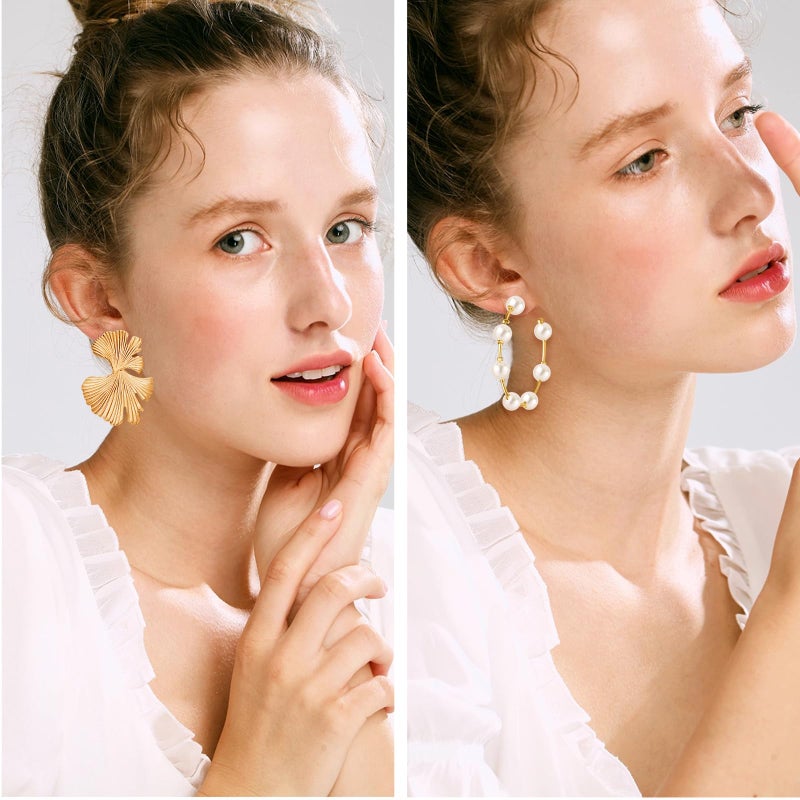 Funtopia Gold Dangle Earrings, 68 Pairs Multipack, Fashion Statement Earrings for Women - Image 4