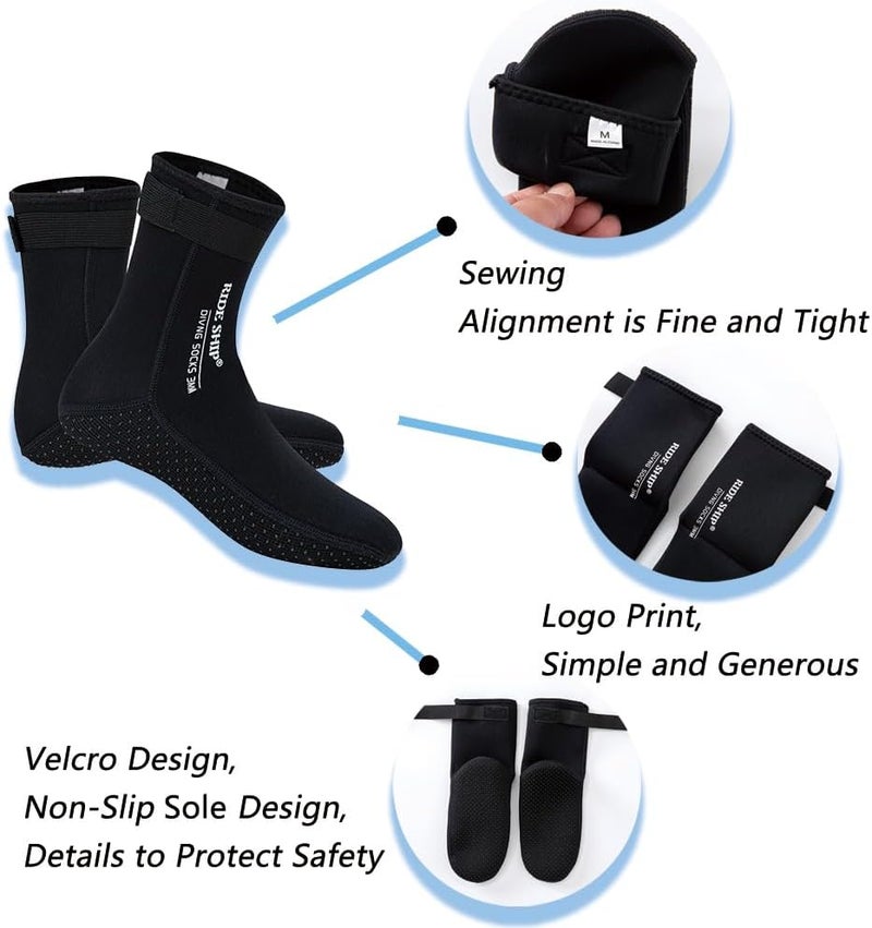 Skyone Neoprene Socks Diving Scuba Socks Wetsuit Fin Booties for Men Women, 3MM Surfing Sock Thermal Flexible Anti Slip for Swimming - Image 2
