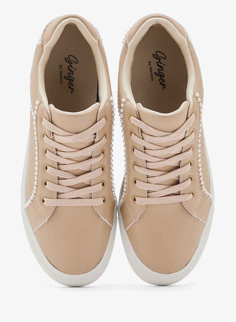 Ginger Pearl Detail Sneakers - Image 4