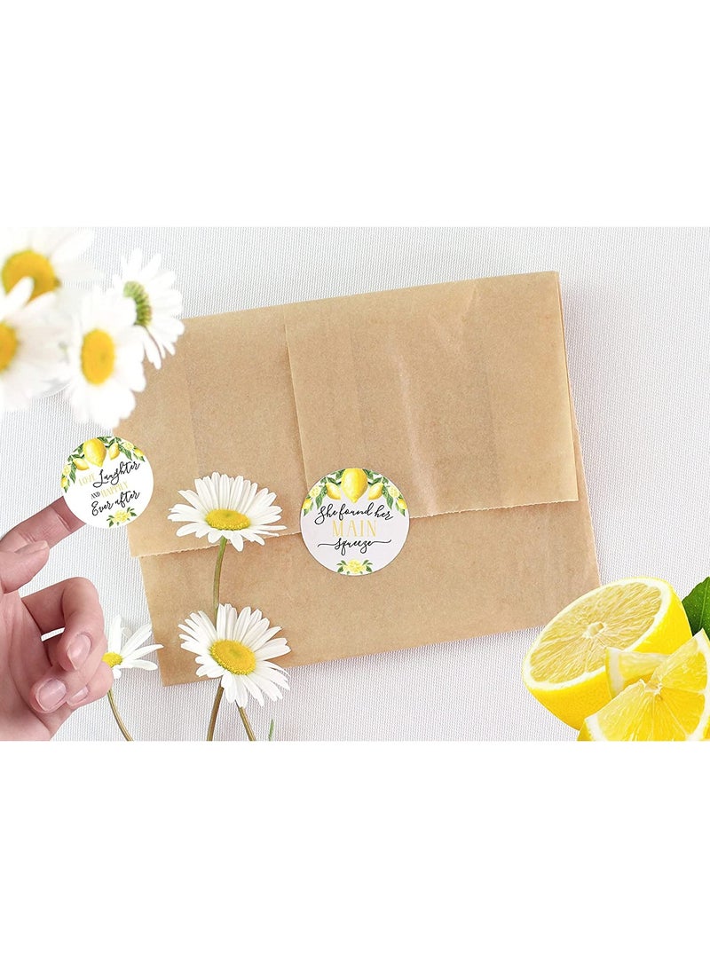 Round sticker, 50 lemon-themed gift stickers, printed with beautiful phrases, two different shapes, 25 of each design, size 5 cm, for gift wrapping for engagement parties, weddings, Valentine’s DAY - Image 5