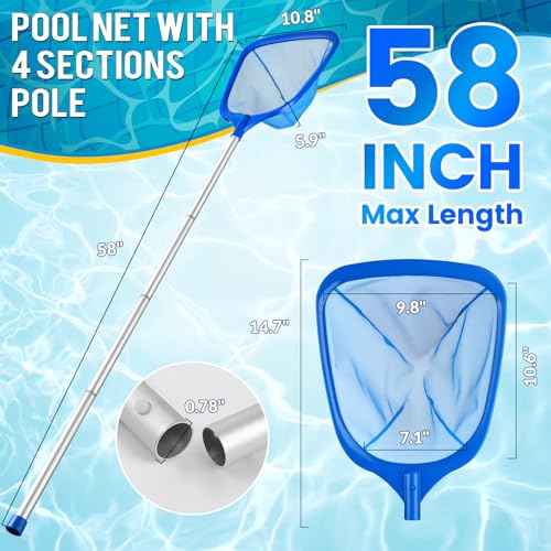 Tavaleu Pool Skimmer Net, Deep Pool Leaf Net with Reinforced Frame, Large Capacity Rake Net for Cleaning, Debris Pickup Removal - Image 2