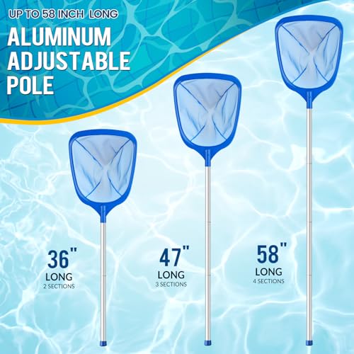 Tavaleu Pool Skimmer Net, Deep Pool Leaf Net with Reinforced Frame, Large Capacity Rake Net for Cleaning, Debris Pickup Removal - Image 3