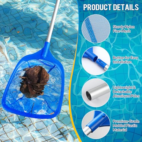 Tavaleu Pool Skimmer Net, Deep Pool Leaf Net with Reinforced Frame, Large Capacity Rake Net for Cleaning, Debris Pickup Removal - Image 4