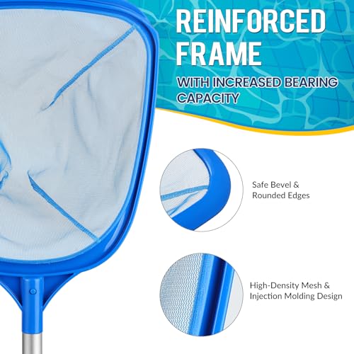 Tavaleu Pool Skimmer Net, Deep Pool Leaf Net with Reinforced Frame, Large Capacity Rake Net for Cleaning, Debris Pickup Removal - Image 5