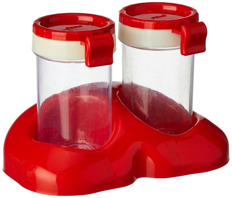 RITU Plastic Salt and Pepper Shaker Set Masala Storage Containers for Dining Table Kitchen Use | Compact Multicolor Masala Dabbi | Spice Holder for Home Restaurant | Set of 2 Containers with Stand - Image 4