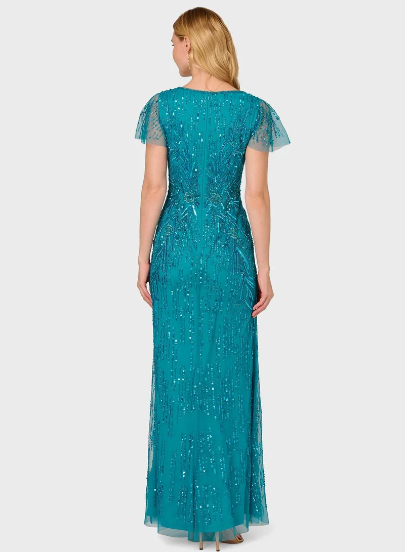 Adrianna Papell Sequin Evening Dress