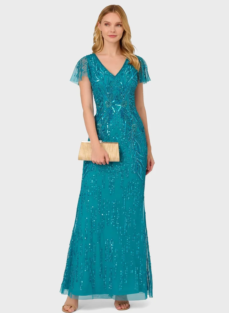 Adrianna Papell Sequin Evening Dress