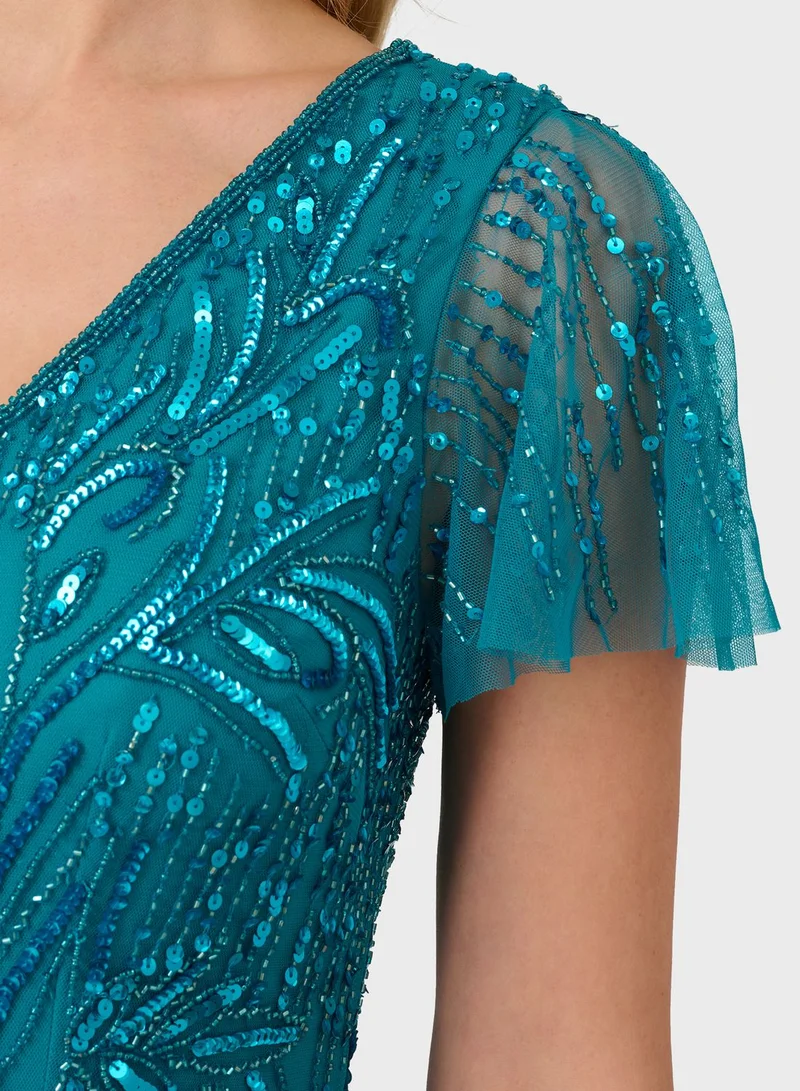 Adrianna Papell Sequin Evening Dress