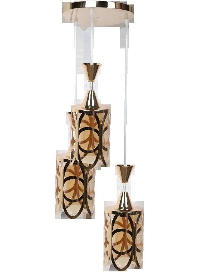 Hummer Sparkling Aura Triple Gold Hanging Chandelier E27 