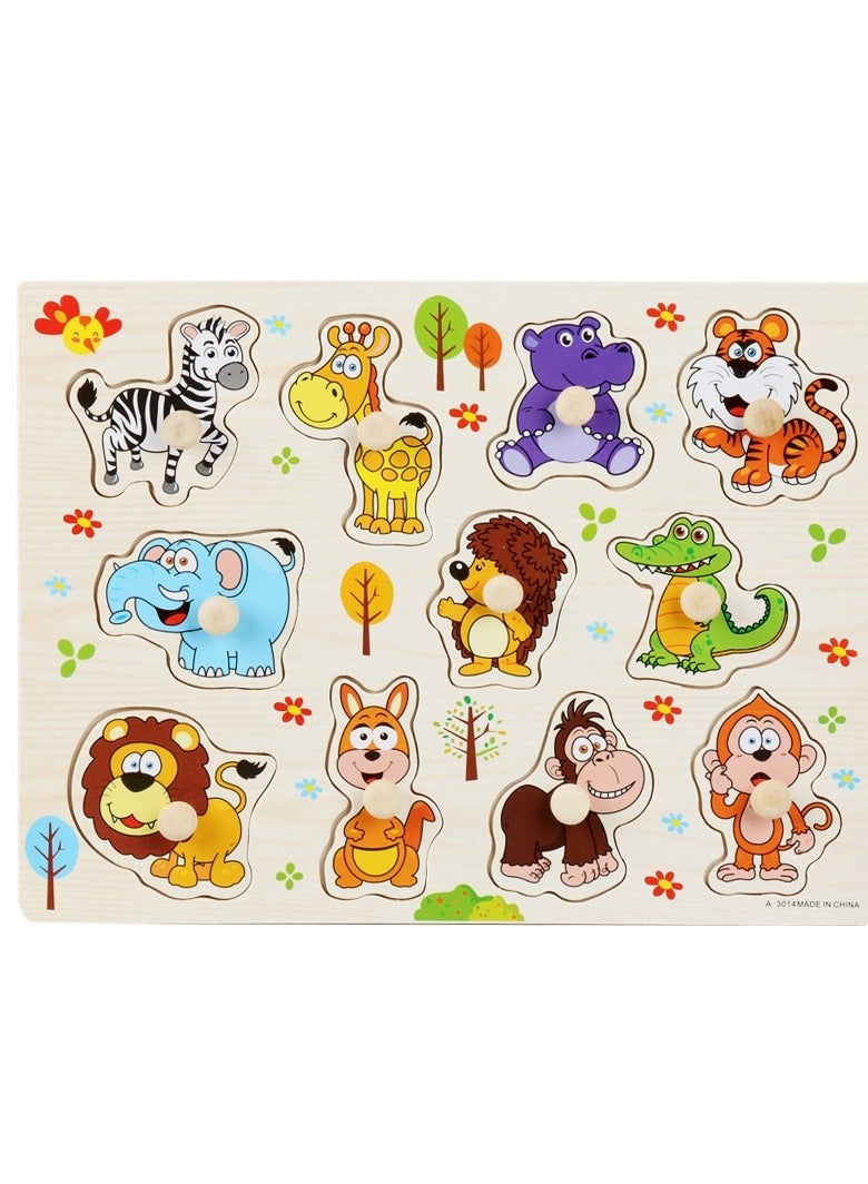 Wooden Animal Educational Toy 30x1x22centimeter，Animal Dinosaur Insect Educational Preschool Matching Toy Toddlers Ages 1 2 3 4, Motor Skill Early Learning Gift for Birthday - Image 1