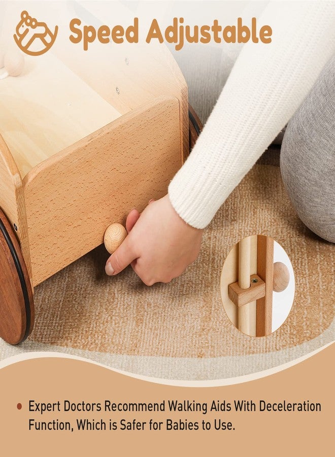 Woodtoe Wooden Baby Walker, Adjustable Speed Baby Push Walker, Montessori Push Toys for Babies Learning to Walk, Educational Walking Toys Gift for Toddler Boys Girls 1 2 3 Years Old - Image 3