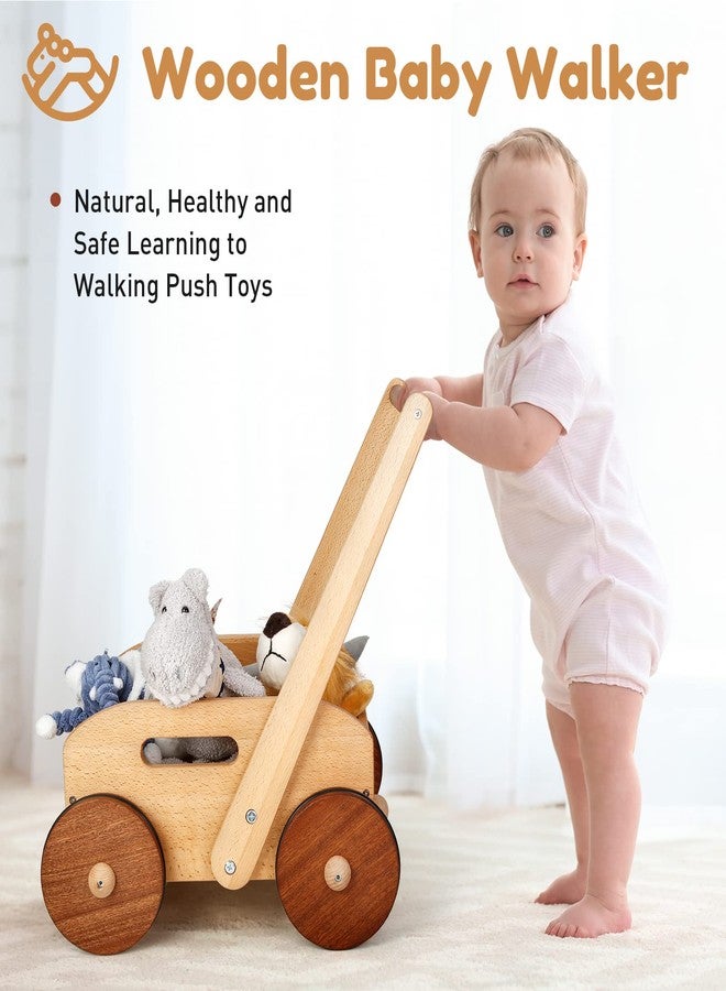Woodtoe Wooden Baby Walker, Adjustable Speed Baby Push Walker, Montessori Push Toys for Babies Learning to Walk, Educational Walking Toys Gift for Toddler Boys Girls 1 2 3 Years Old - Image 2