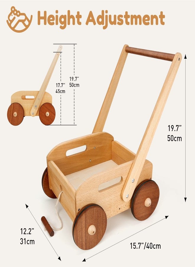 Woodtoe Wooden Baby Walker, Adjustable Speed Baby Push Walker, Montessori Push Toys for Babies Learning to Walk, Educational Walking Toys Gift for Toddler Boys Girls 1 2 3 Years Old - Image 4