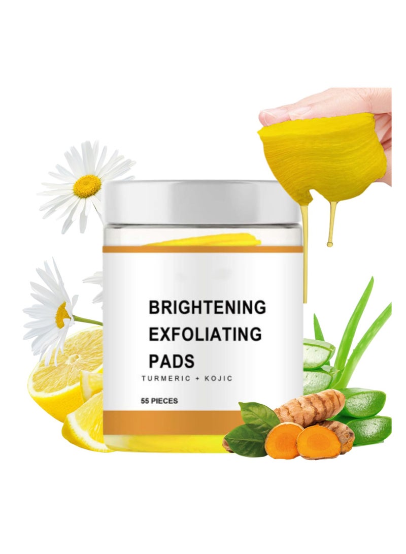 SYOSI 55PCS Turmeric Kojic Acid Cleansing Pads, Kojic Acid And Turmeric Pads for Unclog Pores, Dark Spots, Dull Skin, Helps Balance Skin Oil And Water - Turmeric Face Exfoliating Pads - Deep Clean Pores - Image 1