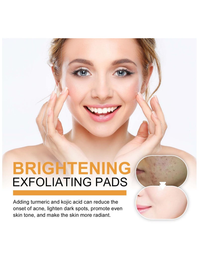 SYOSI 55PCS Turmeric Kojic Acid Cleansing Pads, Kojic Acid And Turmeric Pads for Unclog Pores, Dark Spots, Dull Skin, Helps Balance Skin Oil And Water - Turmeric Face Exfoliating Pads - Deep Clean Pores - Image 4