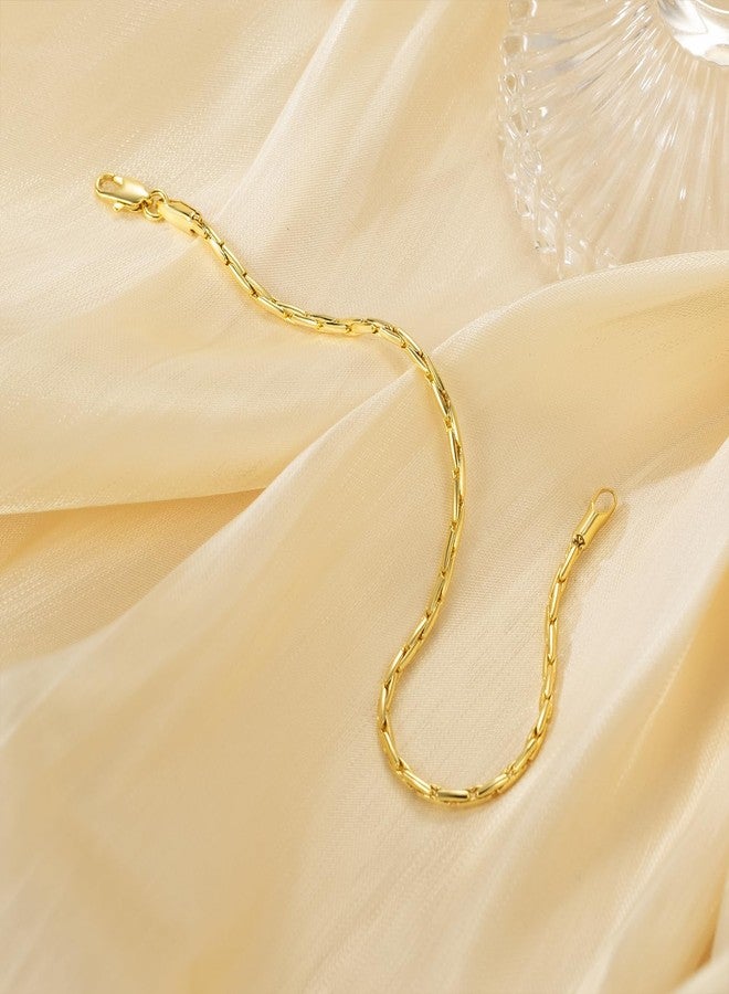 CISSIEPERAL 14K Gold Bracelets for Women Gold Bracelets for Women Delicate Link Chain Bracelet for Men Available in 5 Sizes (6.5, 7, 7.5, 8, 8.5in) - Image 5