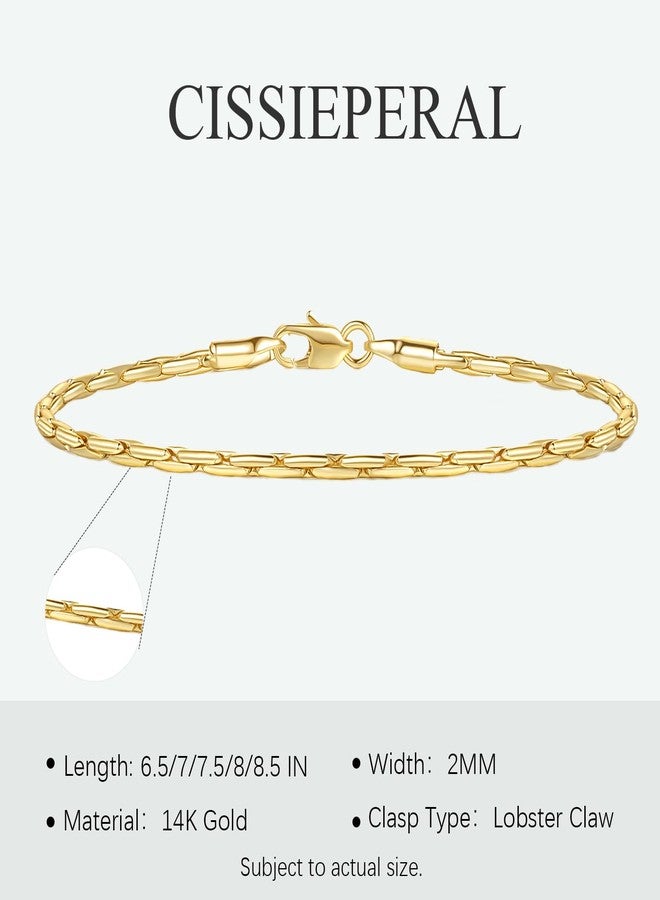 CISSIEPERAL 14K Gold Bracelets for Women Gold Bracelets for Women Delicate Link Chain Bracelet for Men Available in 5 Sizes (6.5, 7, 7.5, 8, 8.5in) - Image 4