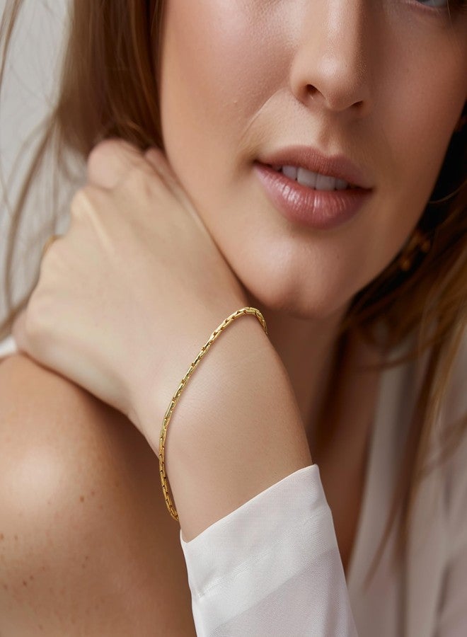 CISSIEPERAL 14K Gold Bracelets for Women Gold Bracelets for Women Delicate Link Chain Bracelet for Men Available in 5 Sizes (6.5, 7, 7.5, 8, 8.5in) - Image 2