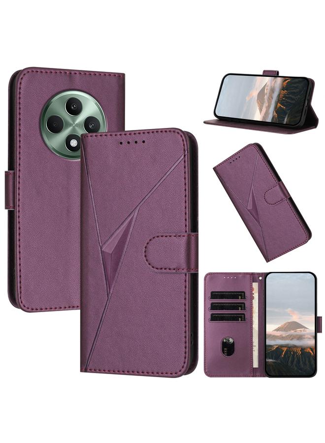 اس-توب جراب هاتف من الجلد بنمط مثلث مع مشبك لهاتف OPPO Reno12 F 4G - Image 1