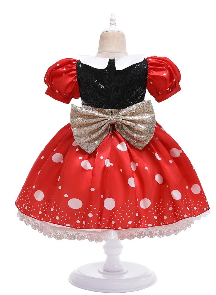 Loquat Princess Mickey Summer short sleeve children's dress girls dress dress  RED  - Image 2