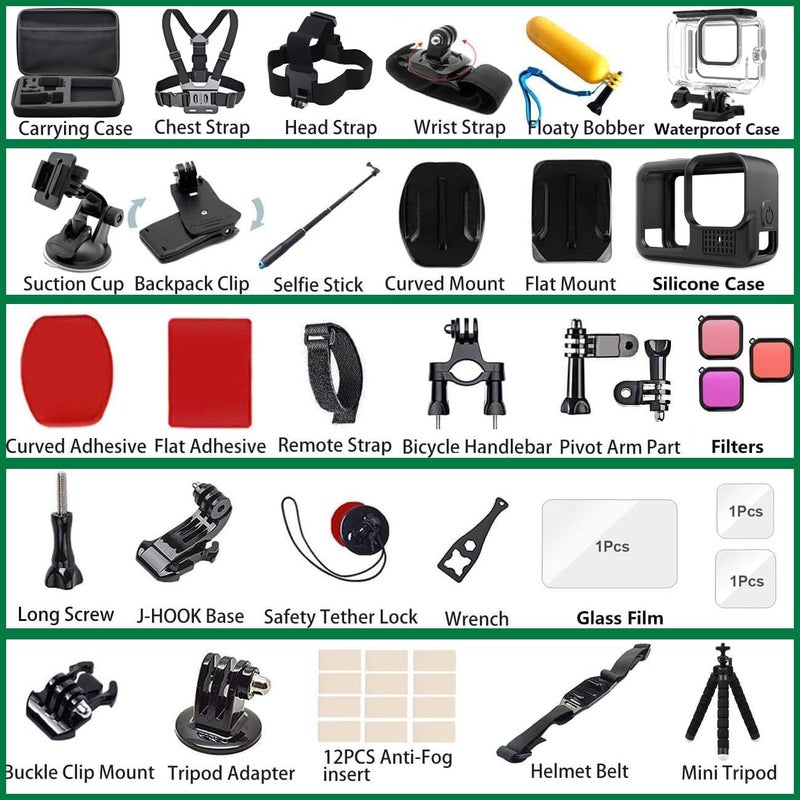 Accessories Kit for Gopro Hero 13 Black Waterproof Housing Silicone Case Glass Screen Protector Bundle for Go pro Gopro13 Hero13 Action Camera - Image 4